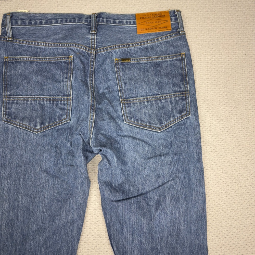 Filson Jeans Mens 34x34 Blue Denim Rail Splitter Made in USA 5 Pocket Workwear - Picture 4 of 10